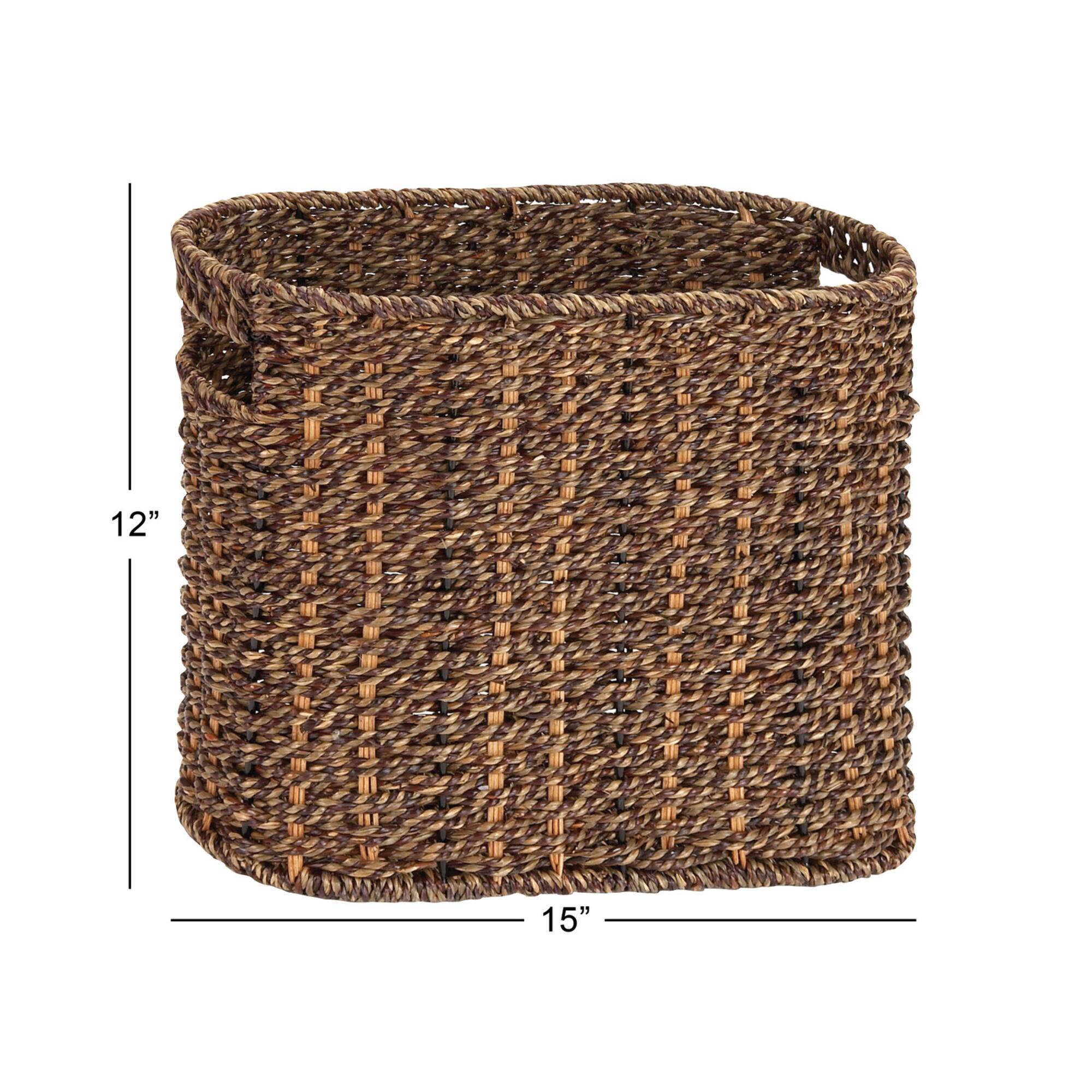 15" Brown Seagrass Natural Magazine Rack